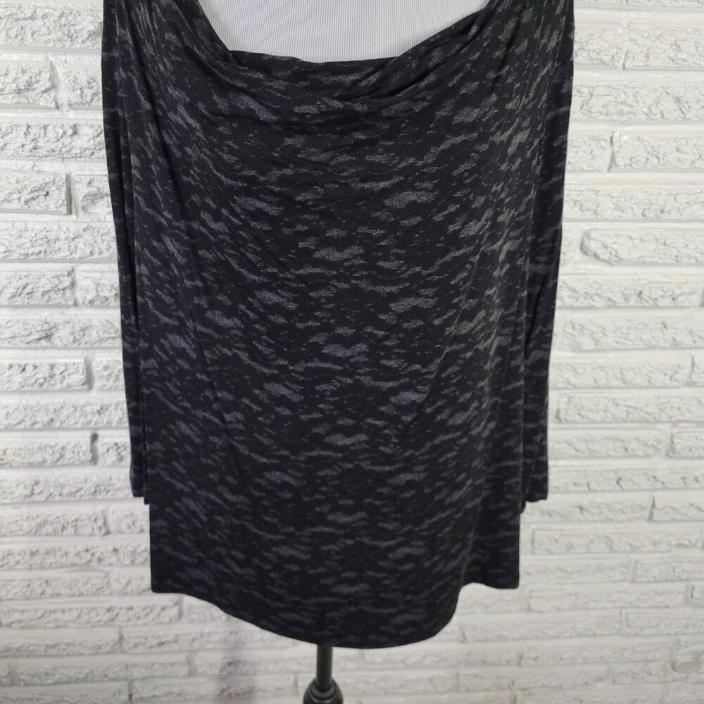Michael Kors 2X Plus Size Top Black Watercolor Knit Boat Neck 3/4 Sleeve BLA159E - Picture 4 of 8